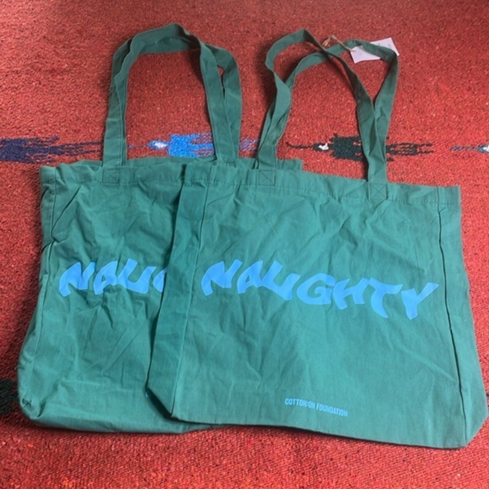 NWT Cotton On Dark‎ Green Blue Tote Naughty Shoulder Bag